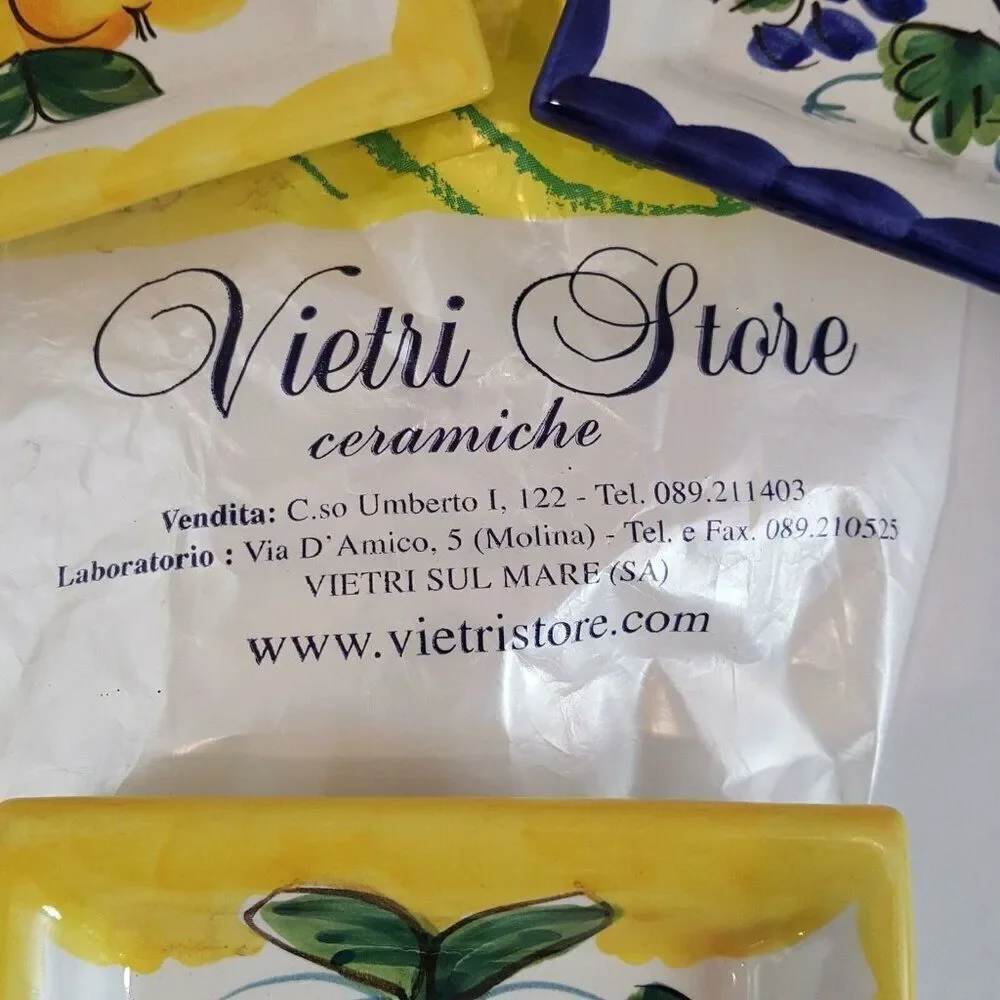 Vietri Store Dip A Mano Ceramic Ashtray Spoon Rest Italy Pears Peaches Grapes